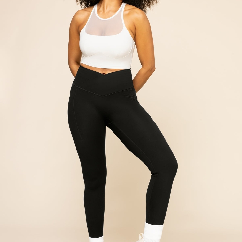 Popflex Active Crisscross Hourglass® Leggings with Pockets - Black